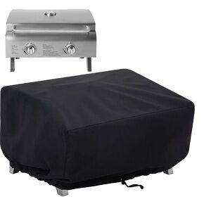 24 Inch Tabletop Grill Cover Waterproof Outdoor BBQ Grilling Accessories - Black
